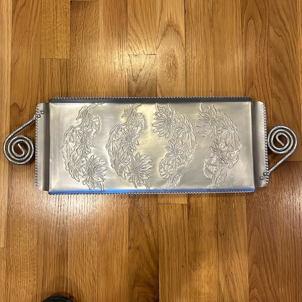 Mid-century modern hand wrought metal serving tray by Farber and Shlevin